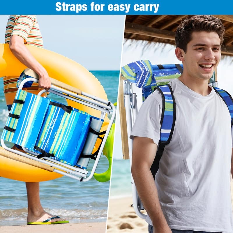 23 x 21.7 x 31.5 in. Folding Beach Chair with Headrest Cup - 23 x 21.7 x 31.5 in.