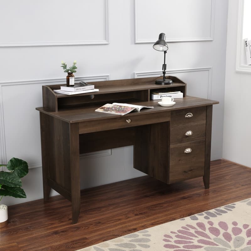 Lokatse Home 53" Wide Home Office Writing Desk With Hutch