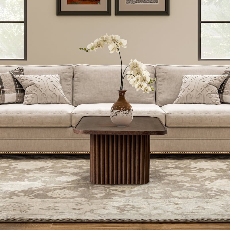 Pedestal Coffee Table with Fluted Base