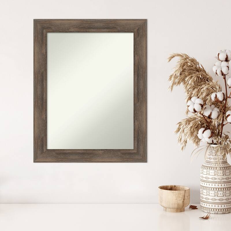 Non-Beveled Wood Wall Mirror - Hardwood Mocha Frame