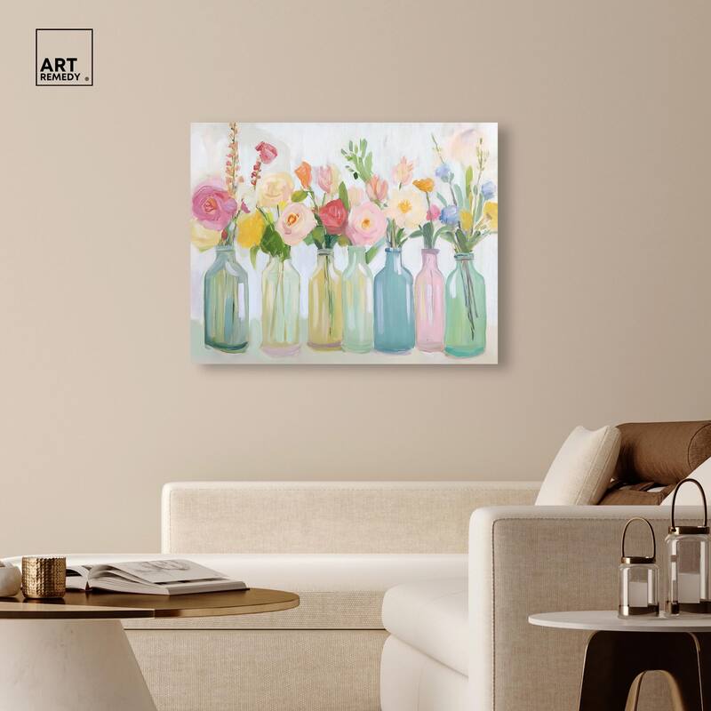 Bottled Blooms Canvas by Art Remedy, Gallery Wrapped