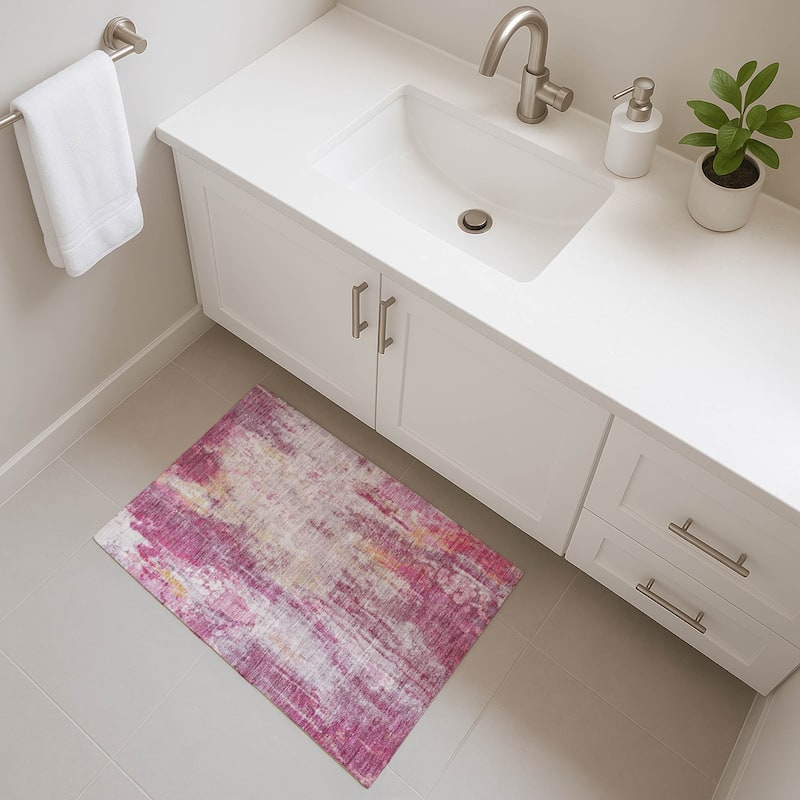 Premium Washable Super Soft Abstract Modern Mayfield Rug - Pink - 1'8" x 2'6"