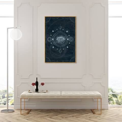 Oliver Gal 'Astrology Eyes V' Spiritual and Religious Wall Art Framed Canvas Print Astrology - Blue, White