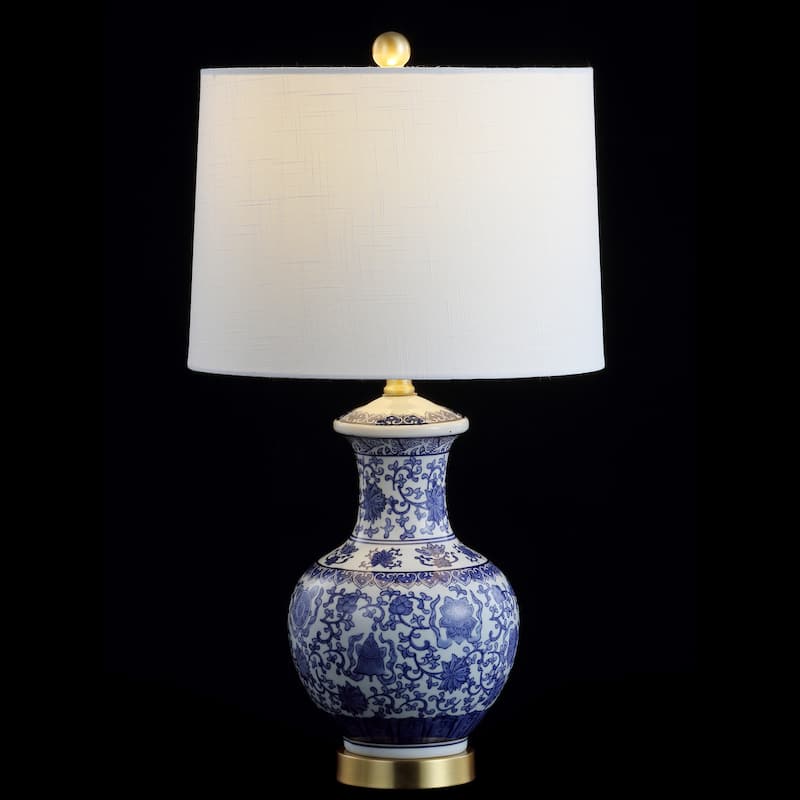 Gemma 25.25" Ceramic/Metal LED Table Lamp, Blue/White (Set of 2) by JONATHAN Y