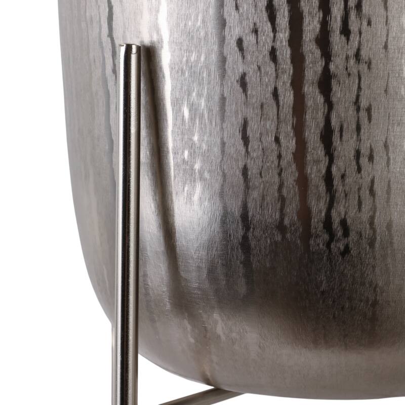 Metal Planters Hammered Design Modern Geometric Stands (Set of 3)