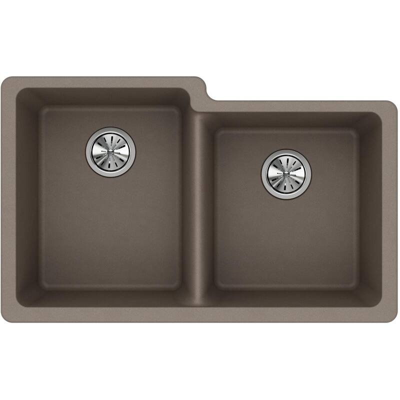 Elkay Quartz Classic 33" x 20-1/2" x 9-1/2", Offset Double Bowl Undermount Sink
