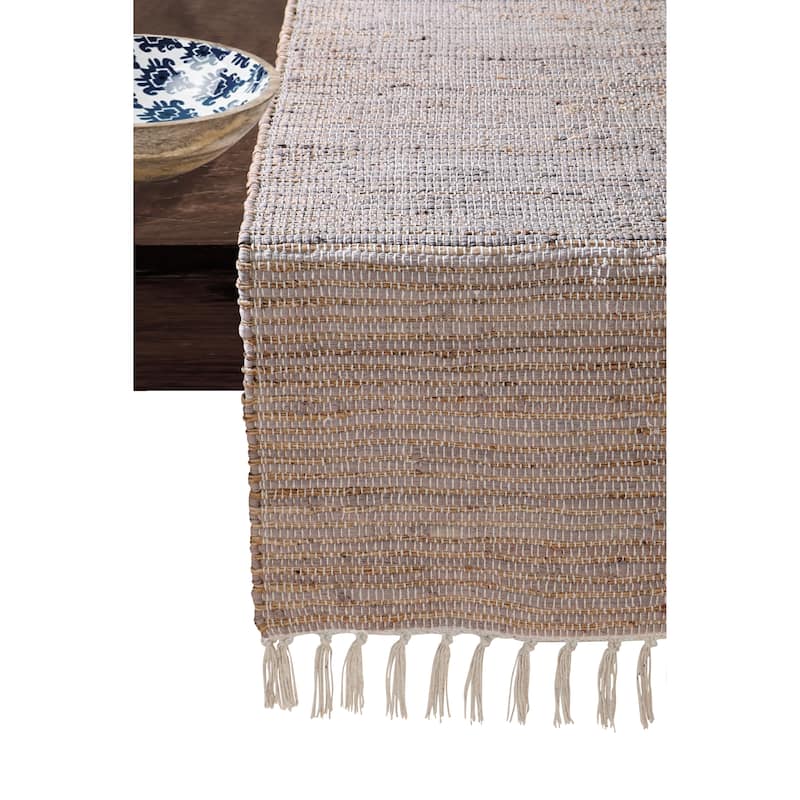 Handmade 100% Cotton Chindi Tabletop | Reversible | Machine Washable| Table Runner 15x72 with Tassel - 15''x72''
