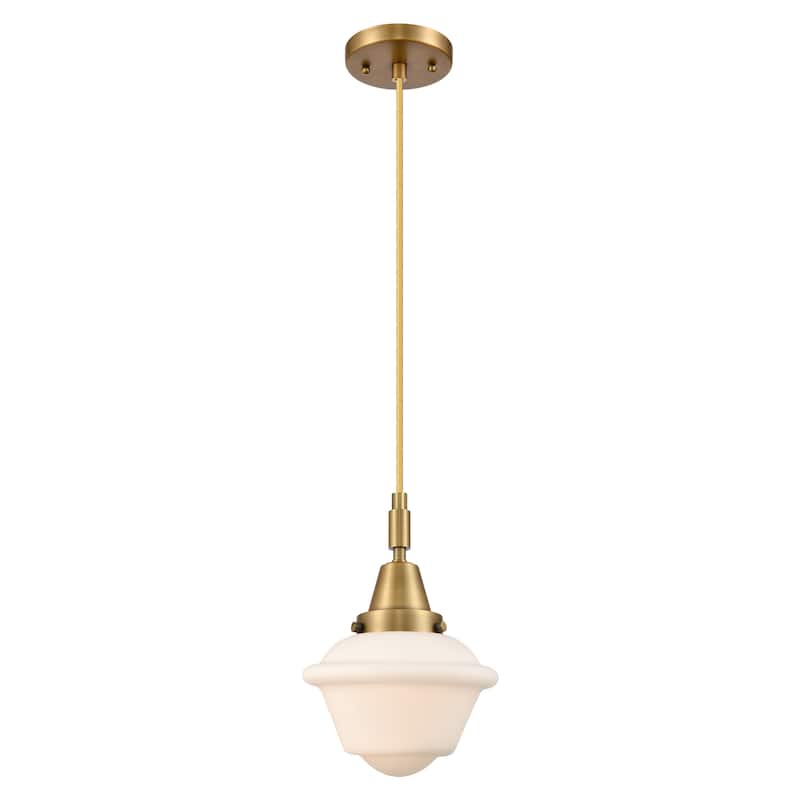Innovations Lighting Downtown Urban - Caden Oxford - 1 Light 7" Cord Hung Mini Pendant - Brushed Brass/Matte White Shade