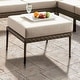 preview thumbnail 1 of 2, Furniture of America Albion Beige Metal Ottoman with Cushion