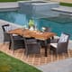 Tustin Outdoor 7 Piece Acacia Wood/ Wicker Dining Set with Cushions by Christopher Knight Home