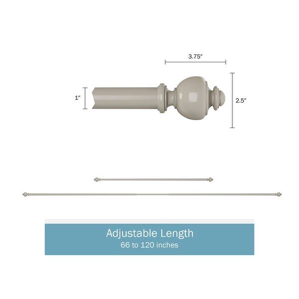 dimension image slide 4 of 6, 1-Inch Decorative Modern Urn Finial Curtain Rod by Lavish Home