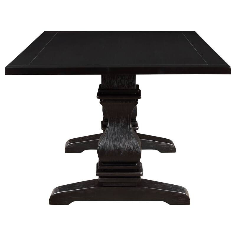 Contemporary Rectangular Dining Table - Double Pedestal Rustic Espresso Finish - 86" Long Table - 86