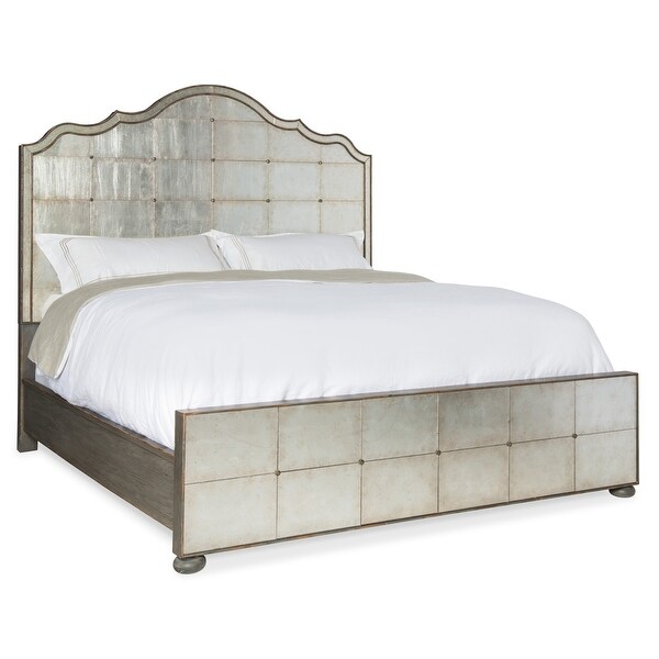 Hooker Furniture 1610-90160-EGLO Arabella California King Poplar and Eglomise Glass Panel Bed Frame - Egomise Shimmer