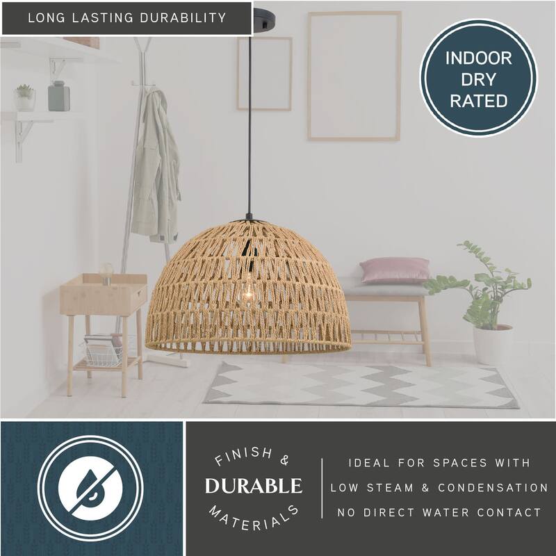 Vaxcel Lighting P0405 Nassau 18" Wide Pendant with Woven Rope Shade