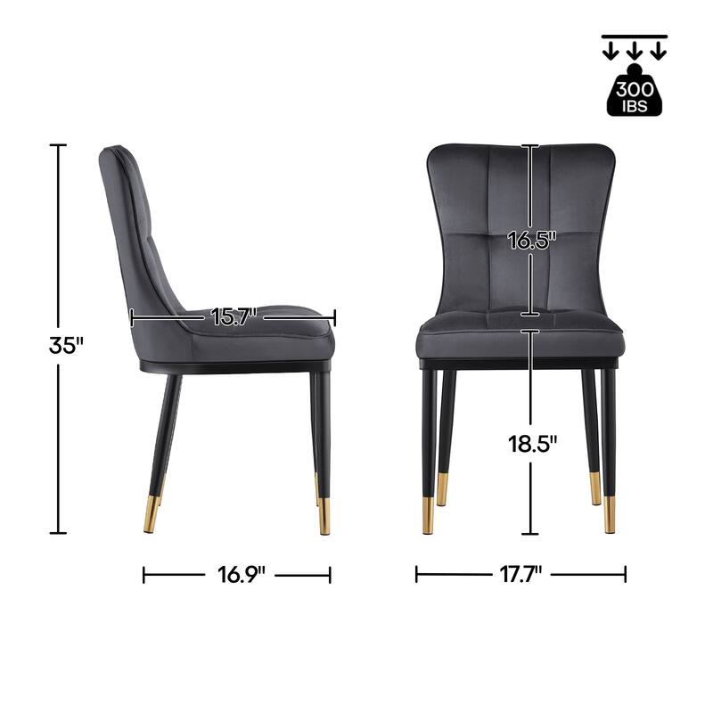 Modern Velvet Upholstered Dining Chairs, Set of 2/4 - 35.8"H x 18.9"W x 23.2"D