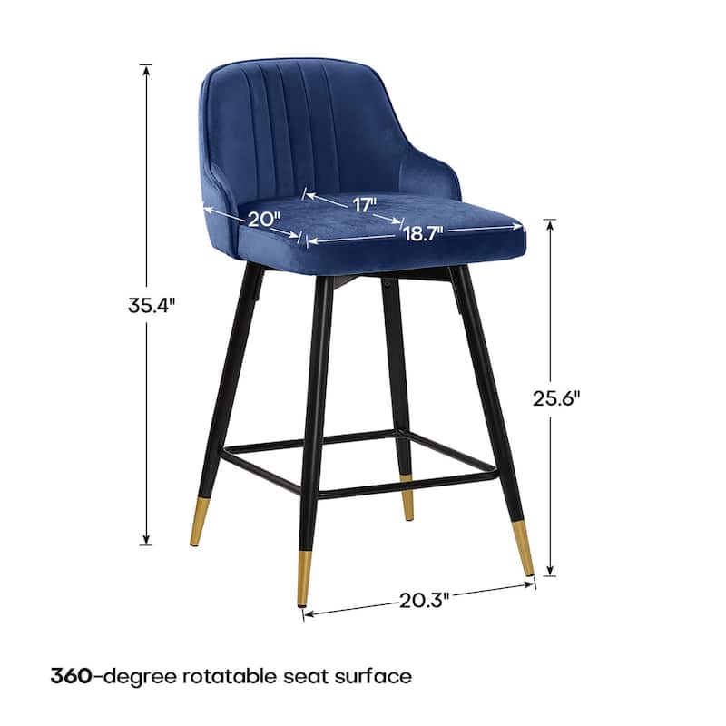 Modern Velvet Upholstered Swivel Counter/ Bar Stools Set of 2/4