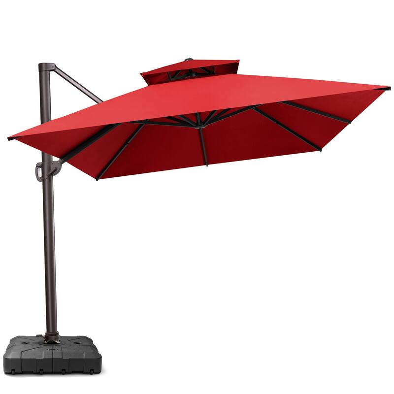 Crestlive Outdoor 13 x 10ft 360-degree Rotation Patio Cantilever Umbrella with Base