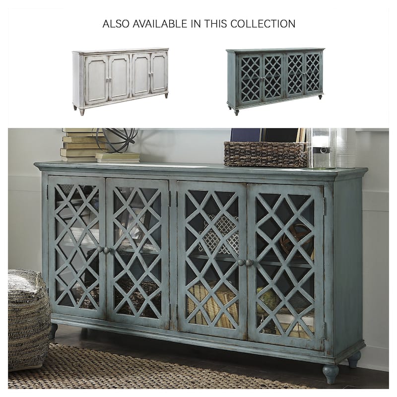 Signature Design by Ashley Mirimyn Blue Accent Cabinet - 68.5" W x 15.88" D x 37.88" H