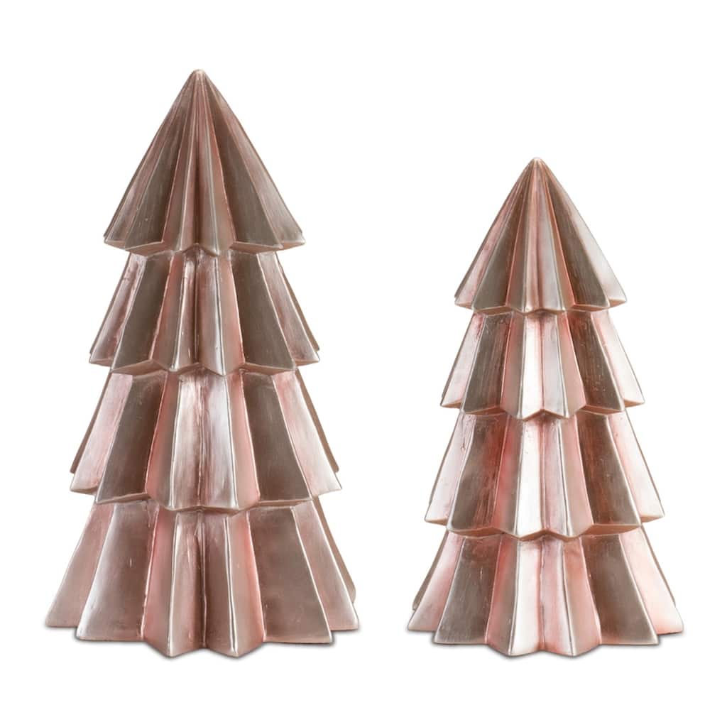 Pine Artificial Mini Christmas Trees - 11" - Set of 2 - Blush Pink