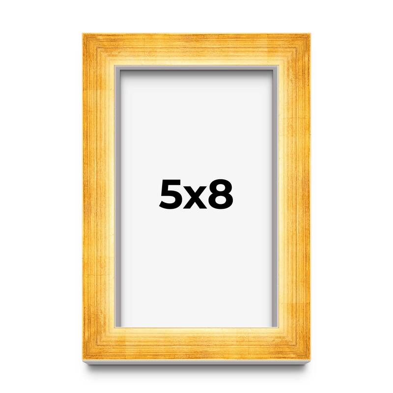 5x8 IN Shadow Box Frame Gold | 1.625 Inches Deep Real Wood Traditional