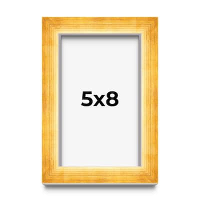 5x8 IN Shadow Box Frame Gold | 1.625 Inches Deep Real Wood Traditional