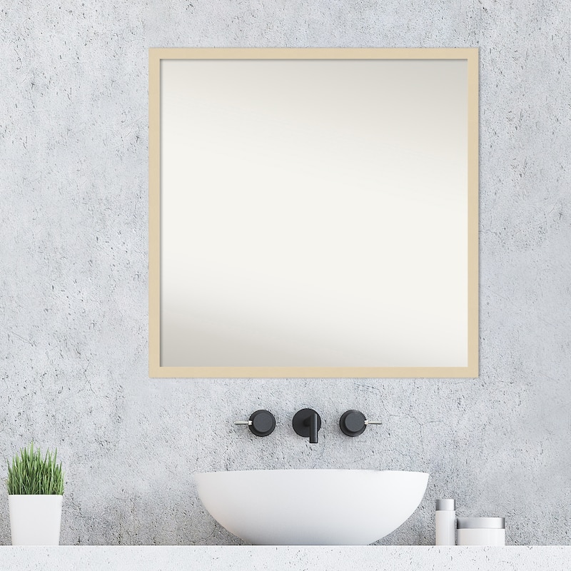Non-Beveled Wood Bathroom Wall Mirror - Svelte Silver Frame