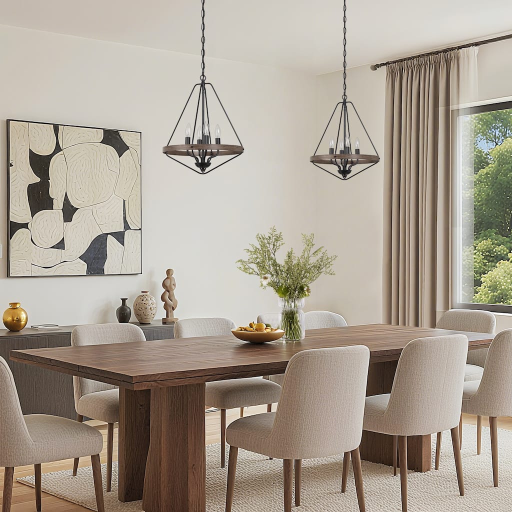 Farmhouse 4-Light Lantern Chandelier Kitchen Island Lights - L 15.5"x H 20"