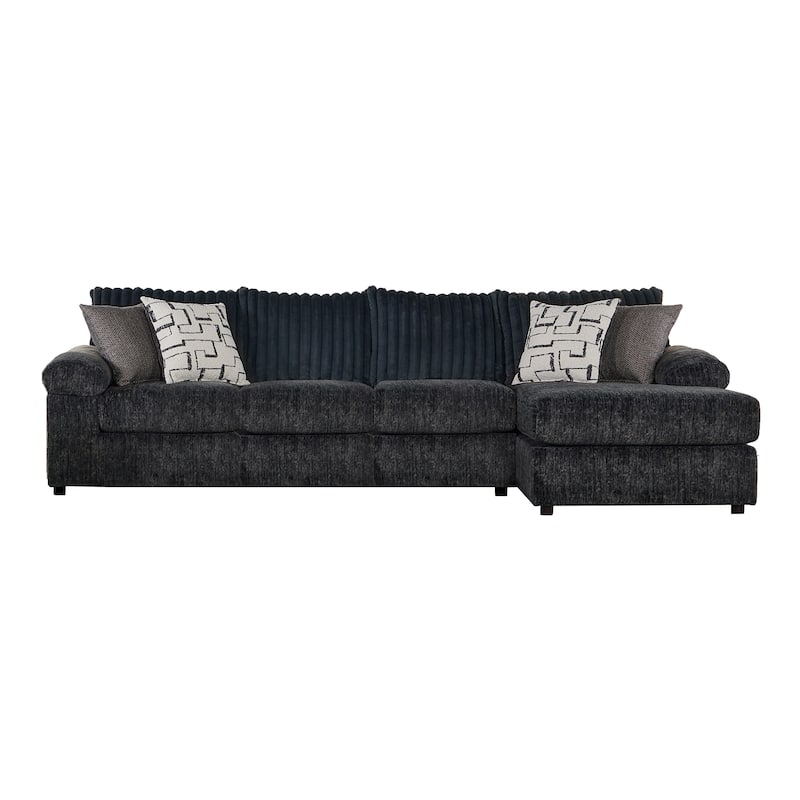 Roundhill Furniture Nason Wide Wale Corduroy Sectional Sofa Chaise with Ottoman