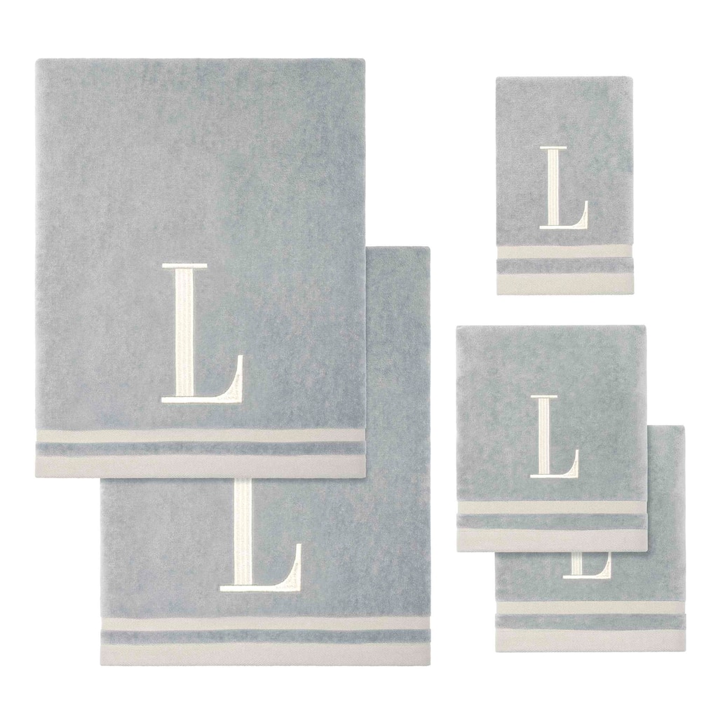 Avanti GRY/IVR Monogram 5-Piece Towel Set