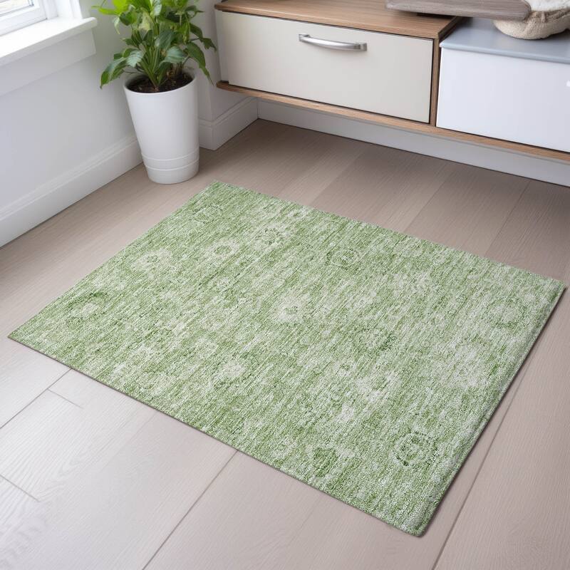 Premium Washable Super Soft Traditional Vintage Mayfield Rug - Aloe - 1'8" x 2'6"