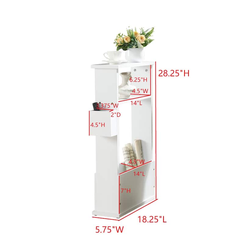 Zeke Modern Wood Magazine Side Table with Storage Rack