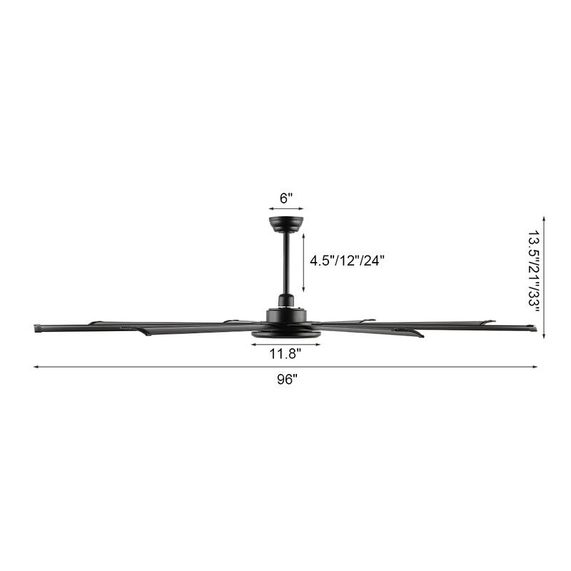 WINGBO 64" and 72" and 80" and 96" Indoor Ceiling Fan with LED Light and Remote