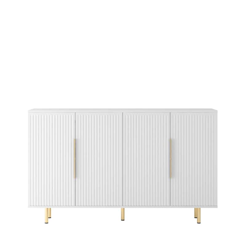 Buffet Cabinet with Fluted Decorative Doors, Wood Sideboard Cabinet with Metal Handles, Storage Cabinet with Adjustable Shelves