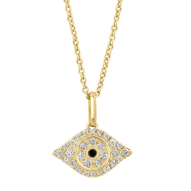 EFFY 925 Silver Diamond,Black Diamond Evil Eye Pendant Necklace