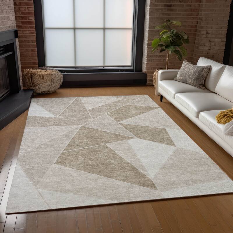 Machine Washable Indoor/ Outdoor Chantille Modern Mosaic Rug