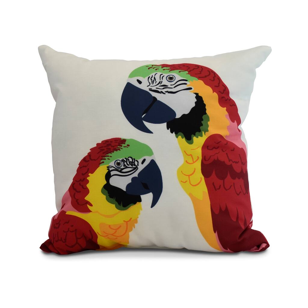 20 x 20 Inch Macaw Close Up Animal Print Outdoor Pillow