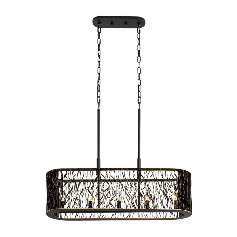 Varaluz Estela Linear Pendant - Matte Black/French Gold - 36"W