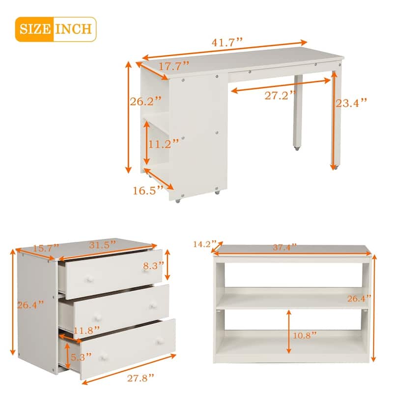 Merax Twin Low Loft Bed with Desk and Cabinet