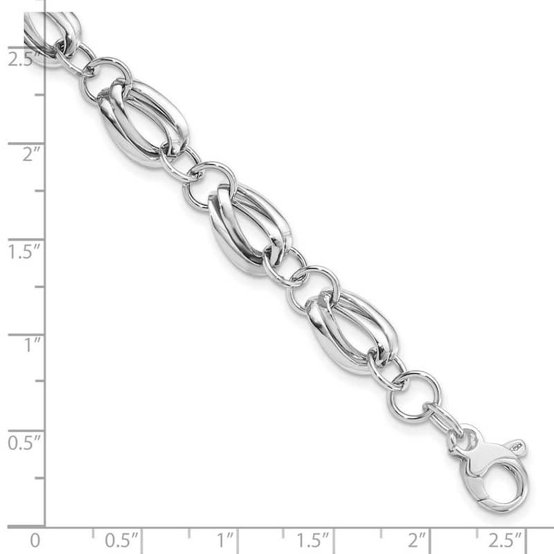 Curata 9.25mm 14k White Gold Polished Fancy Link Bracelet 8 Inch