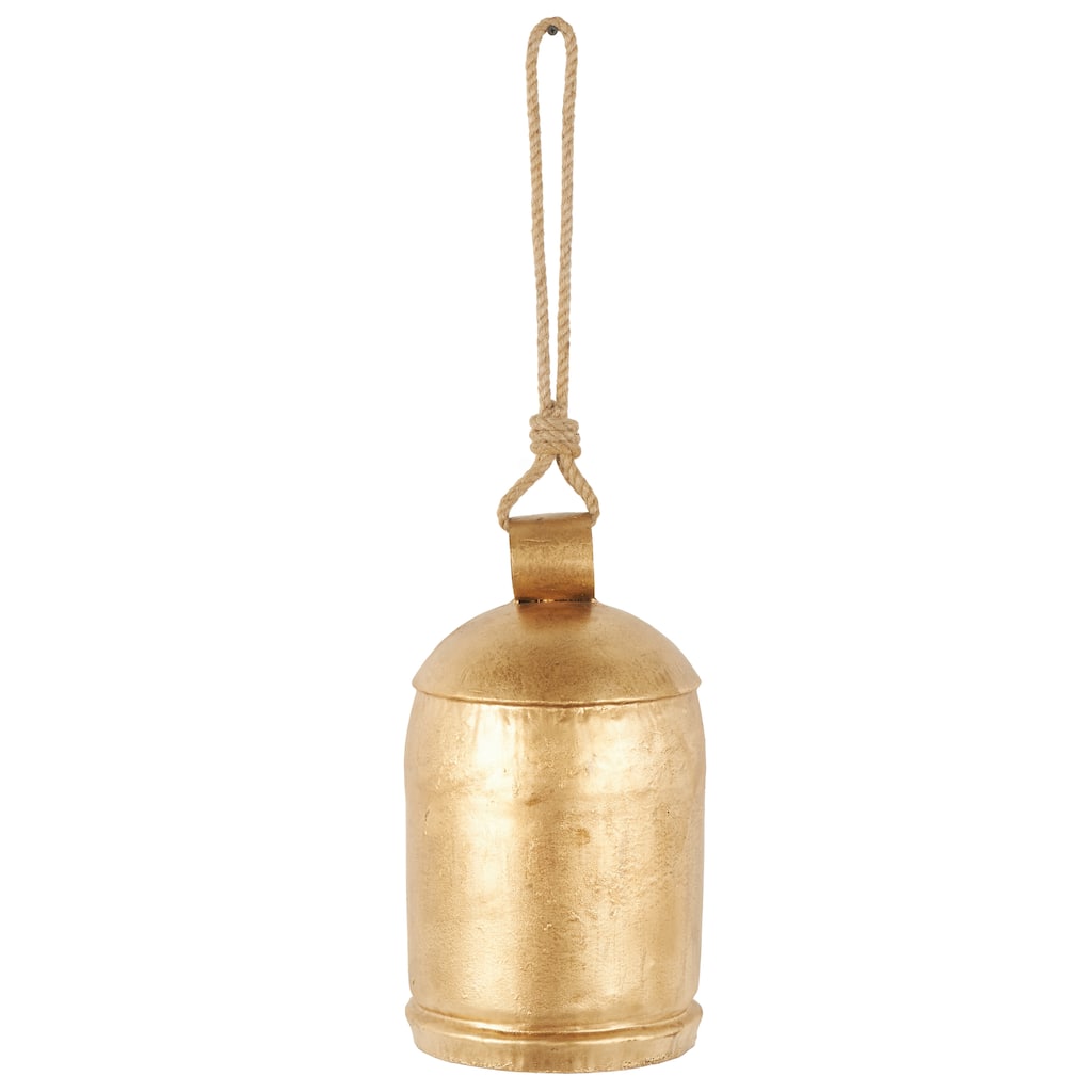 Metal Decorative Bell with Jute Hanging Rope - Gold - Roche River Decor