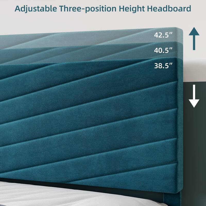 Bed Frame with Adjustable Headboard