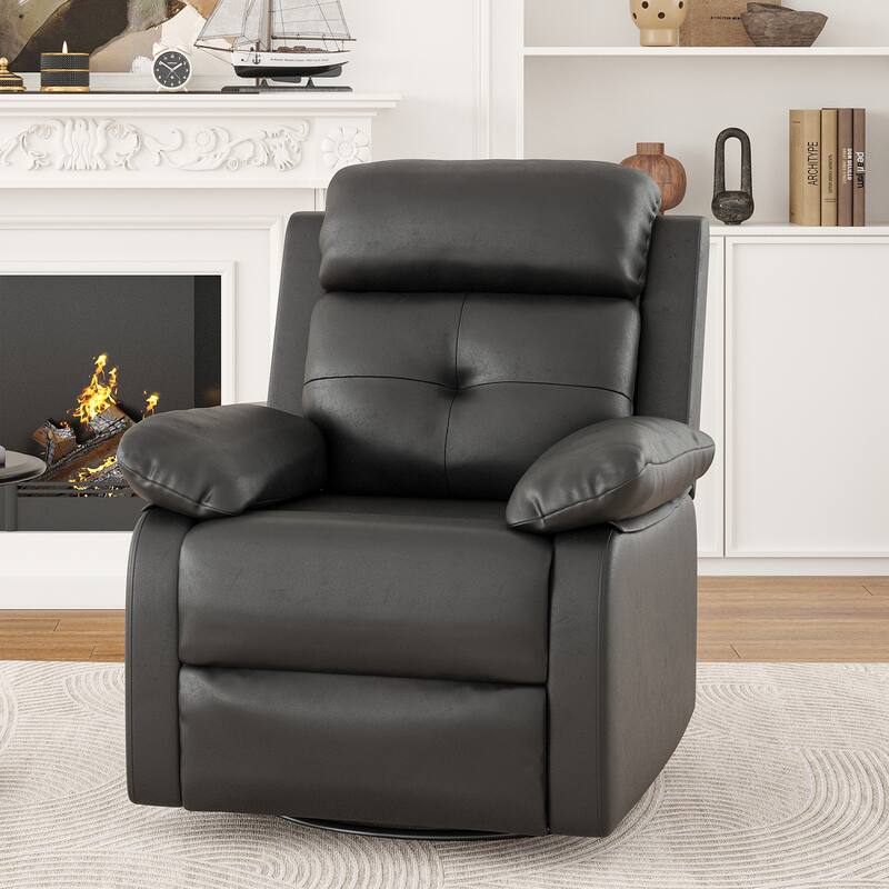 Small Rocker Swivel Recliner Chair for Adults Women for Small Spaces, Bedroom, Living Room - Black