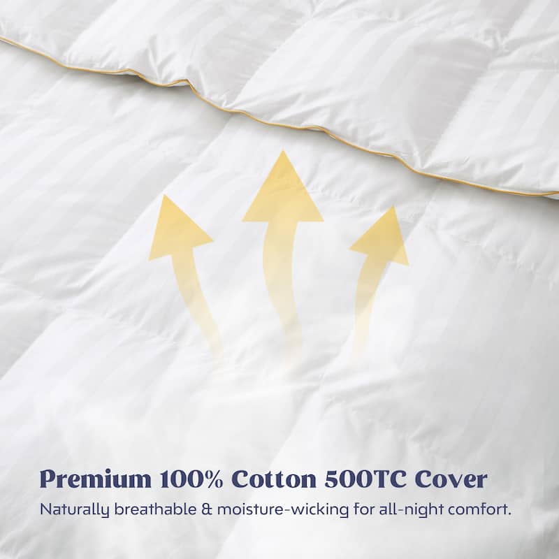 All Season 600 Fill Power 500 TC White Goose Down Comforter Duvet Insert