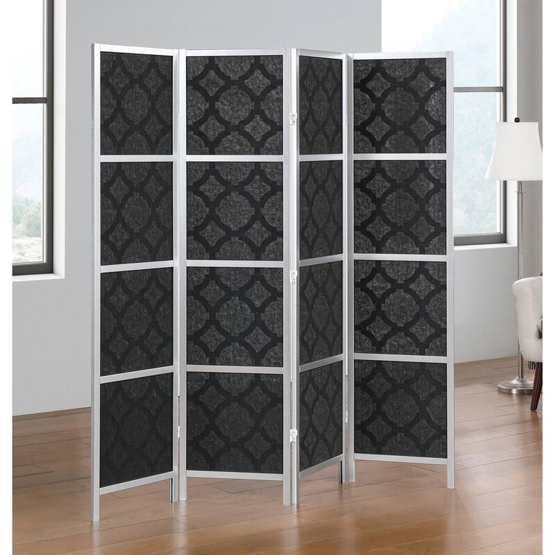Roundhill Furniture Virelle 4-Panel Room Divider, Decorative Folding Freestanding Privacy Screen