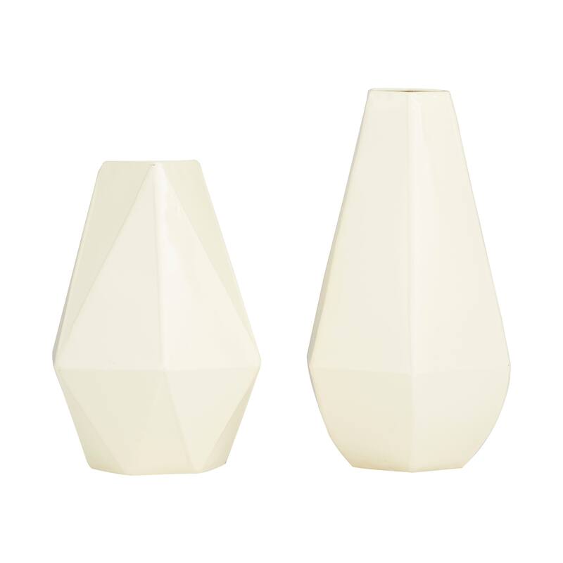 CosmoLiving by Cosmopolitan Metal Geometric Vase (Set of 2) - Blue, Cream, Yellow or White