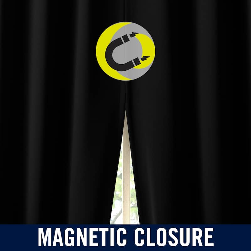 Sun Zero Sheridan Dual-Sided Magnetic Closure Total Blackout Grommet 2-Piece Curtain Panel Pair