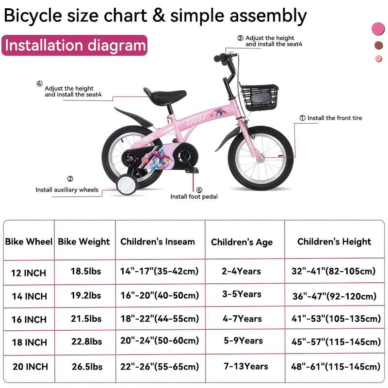 16 Inch Sporty Kids Bike, Little Daisy Toddler Bicycle w/Training Wheels & Stand Adjustable Saddle for Kids & Toddler, 4-8 Years