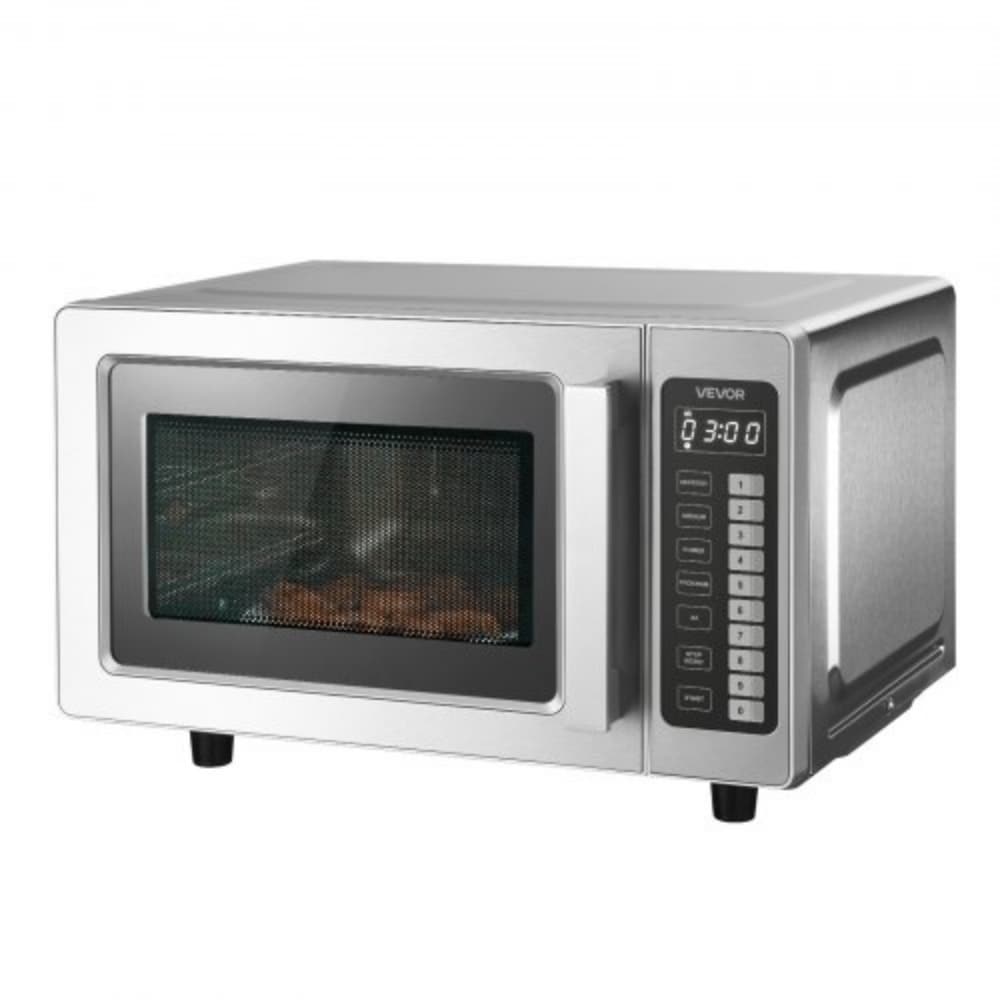 Silver 0.9 cu ft Stainless Steel Countertop Microwave Oven Commercial - 19.80 x 15.35 x 12.44 in