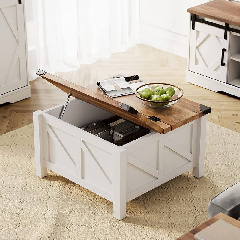 WAMPAT Modern Farmhouse Coffee Table - White