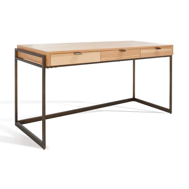 SAFAVIEH Couture Radunka 3-Drawer Smoked Eucalyptus Writing Desk